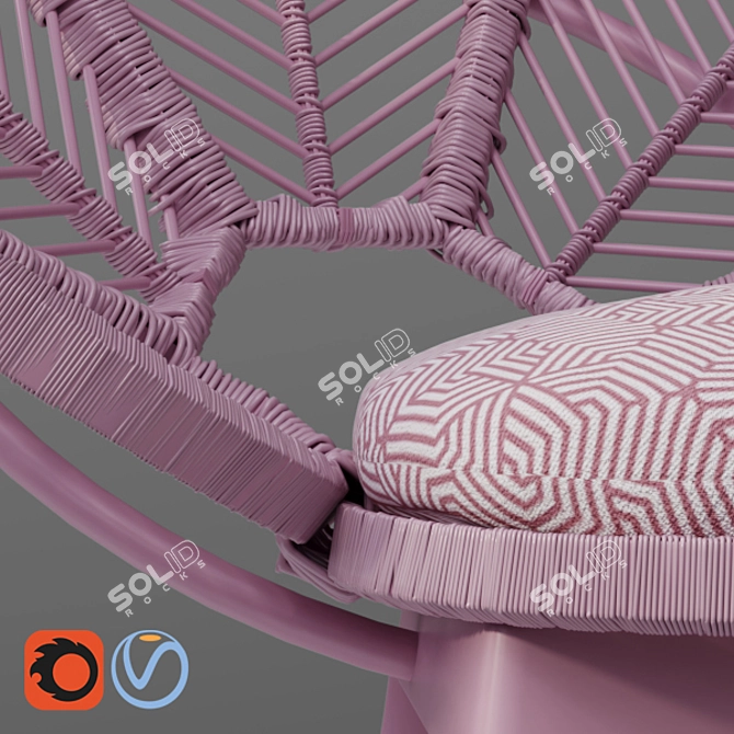 Pastel Peacock Chair - Kid's Floral Throne 3D model image 2