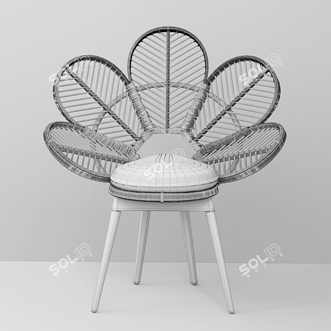 Pastel Peacock Chair - Kid's Floral Throne 3D model image 3