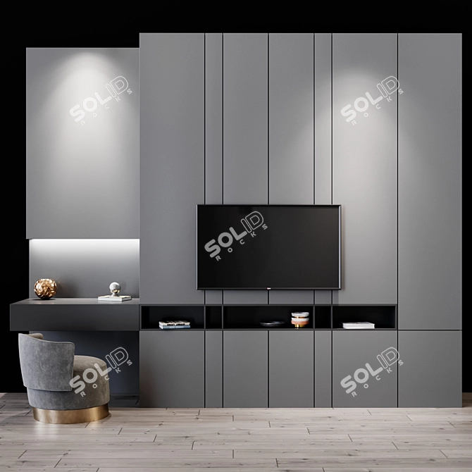 Modern TV Set: HD Display, Slim Design 3D model image 1