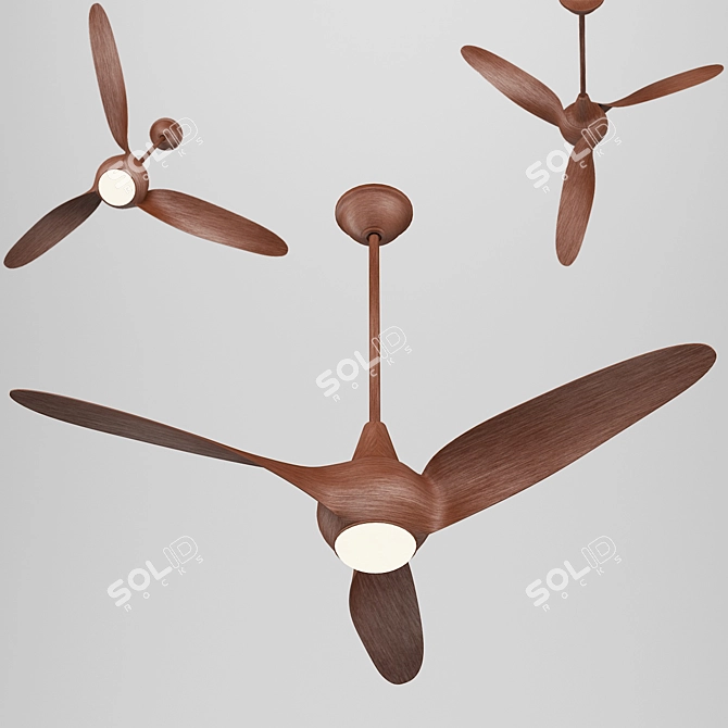 Light Wave Distressed Koa Ceiling Fan 3D model image 1