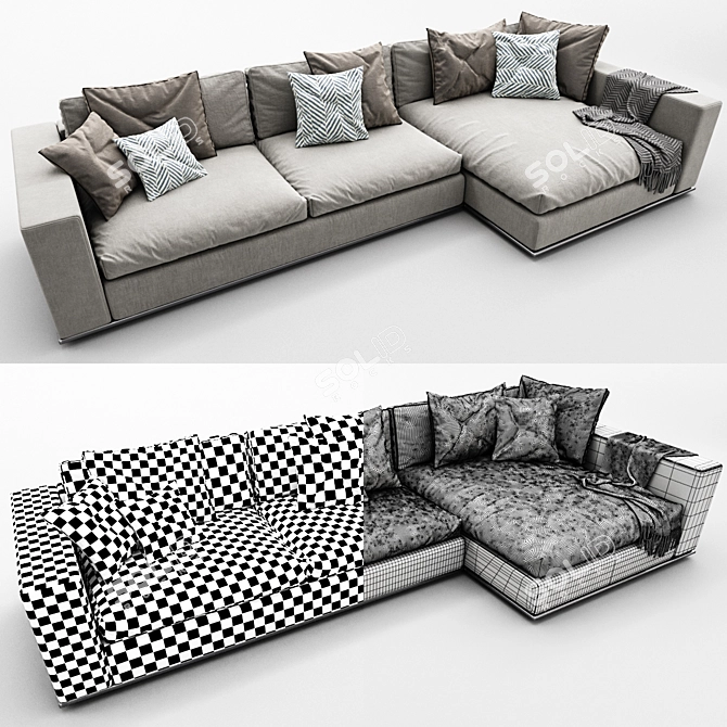 Minotti Hamilton Sectional Sofa 3D model image 3