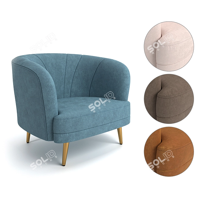 Luxury Velvet Armchair LEONE 3D model image 1