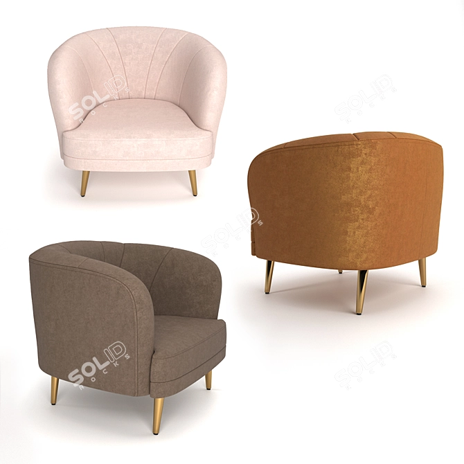 Luxury Velvet Armchair LEONE 3D model image 2