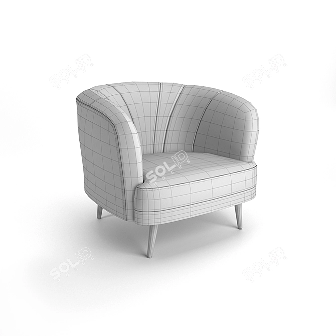 Luxury Velvet Armchair LEONE 3D model image 3