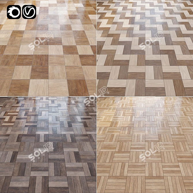 Natural Wood Floor Tiles 3D model image 1