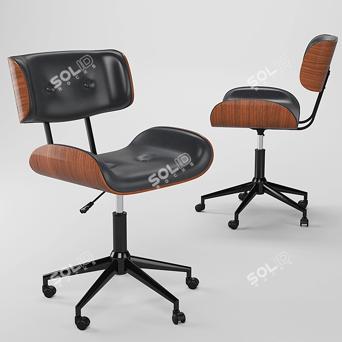 Sleek Mid-century Office Chair 3D model image 1