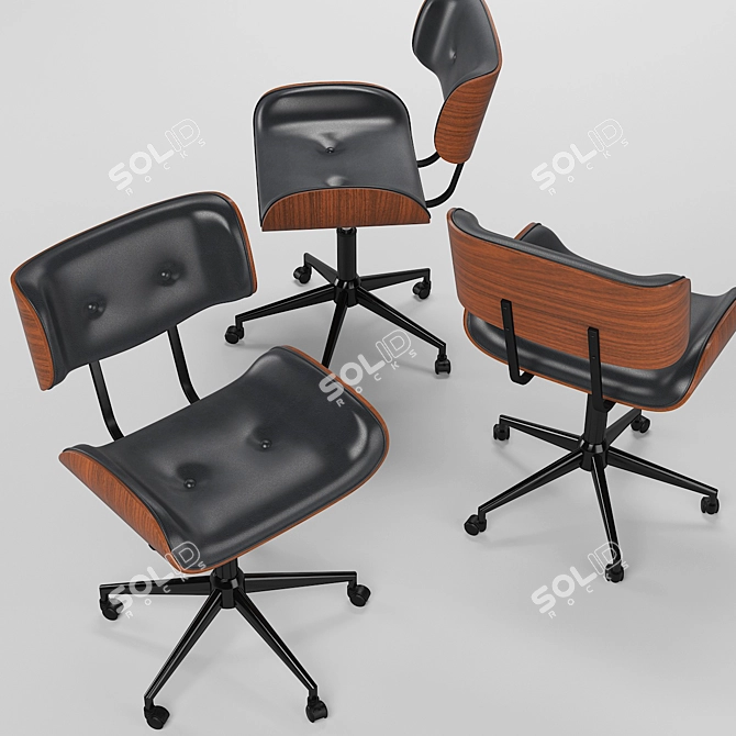 Sleek Mid-century Office Chair 3D model image 3