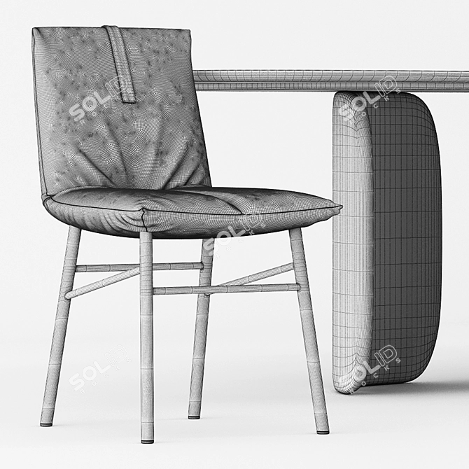 Sleek PIL Chair & MELLOW Table 3D model image 3