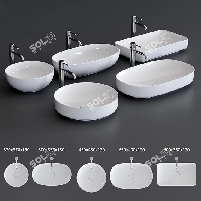 Form Washbasin | Ceramic Countertop Sink 3D model image 1