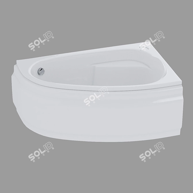 Elegant Asymmetric Bathtub: Joanna 160x95, Right 3D model image 1