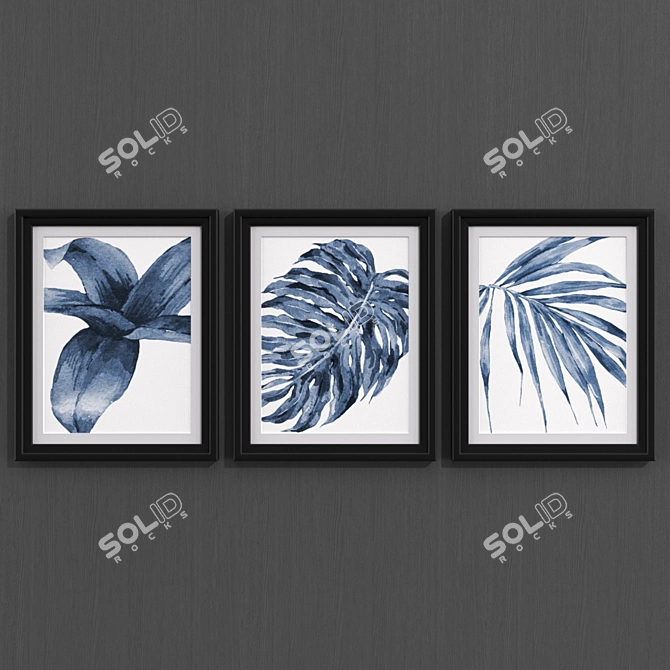 Modern Botanical Art Collection: Monstera Papyrus Fern 3D model image 1