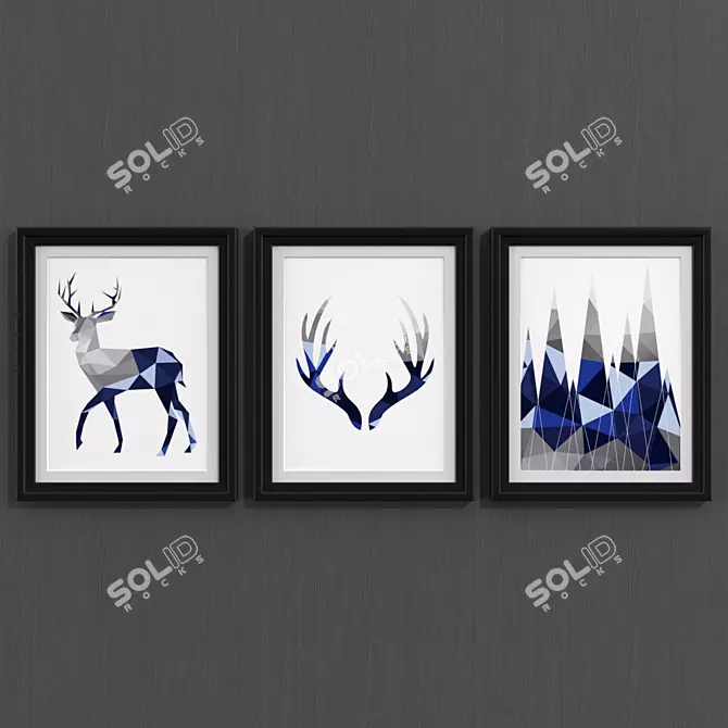 Blue Geometric Art Set 3D model image 1