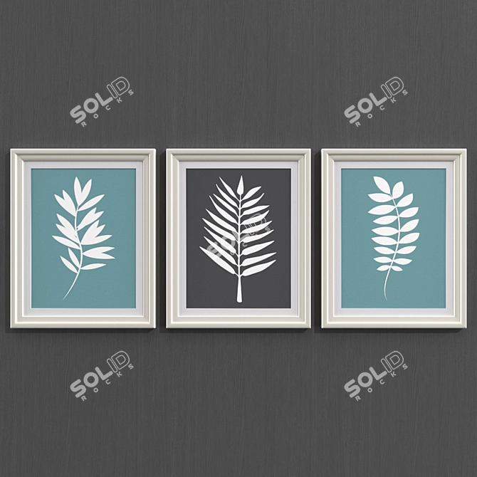 Tropical Leaf Art Prints Set 3D model image 1