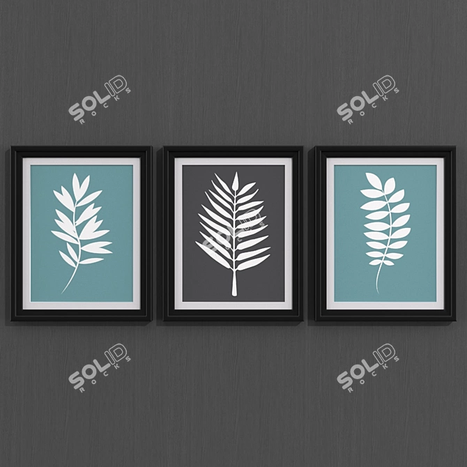 Tropical Leaf Art Prints Set 3D model image 2