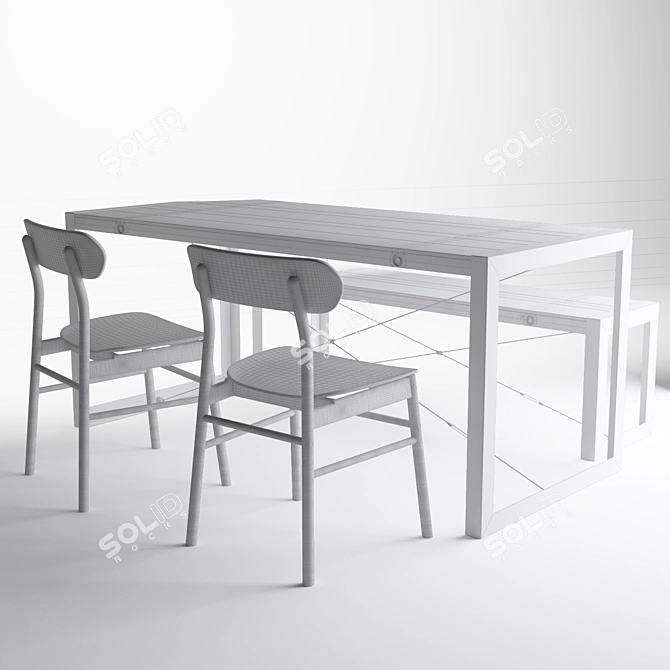 Stylish Norrala Ronninge Dining Set 3D model image 3