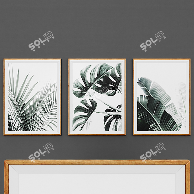 Wooden Frame Picture Set 3D model image 1