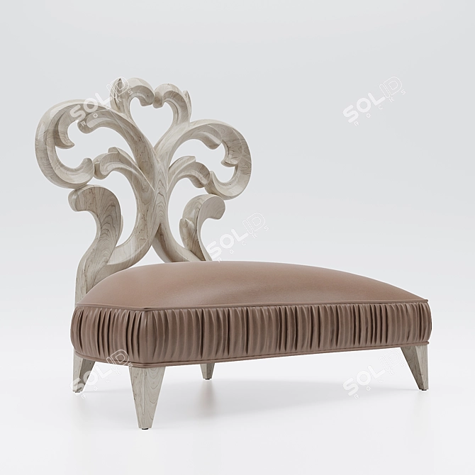 Elegant Heart Motif Occasional Chair 3D model image 2