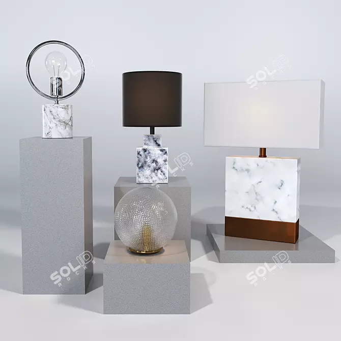 Modern Table Lamp Set - Winslow, Halo, Estuary, Zendaya 3D model image 1
