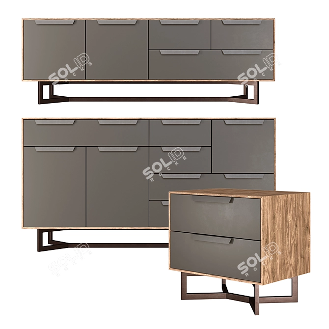 Hedberg Modern Nightstand with Drawers | The Werby 3D model image 1