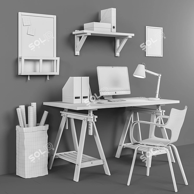 Productivity Boost Workplace Set 3D model image 2