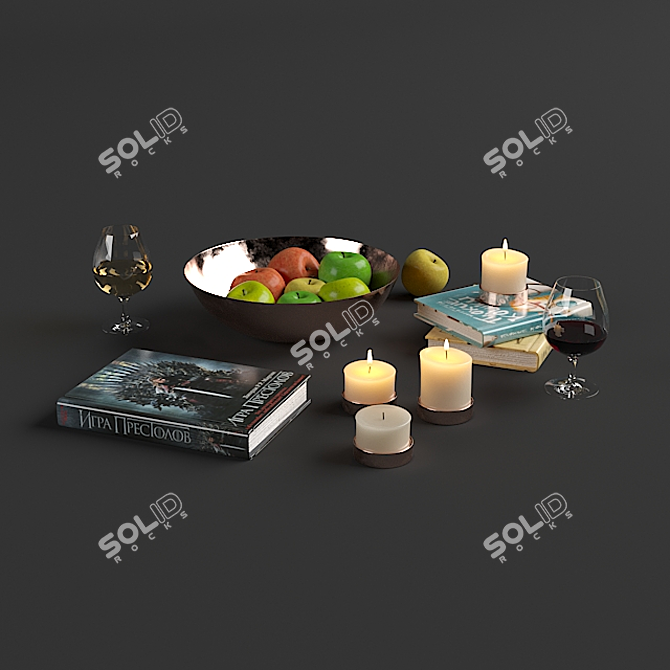 Elegant Coffee Table Decor Set 3D model image 1