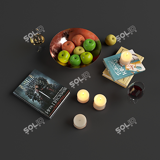 Elegant Coffee Table Decor Set 3D model image 2