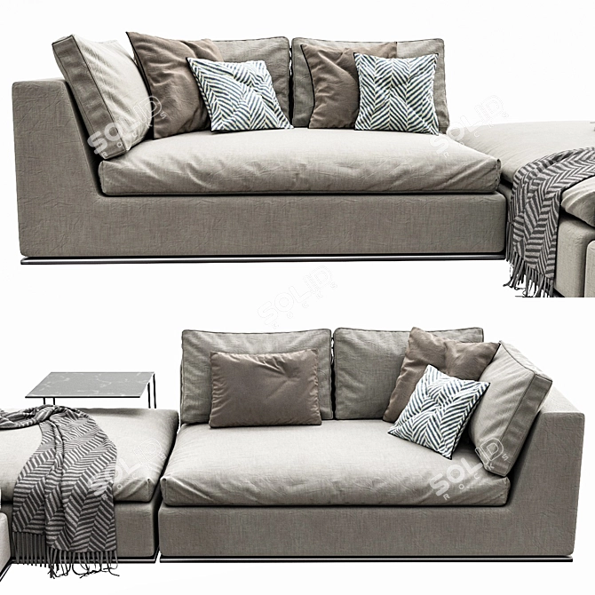 Minimalist Hamilton Corner Sofa 3D model image 2