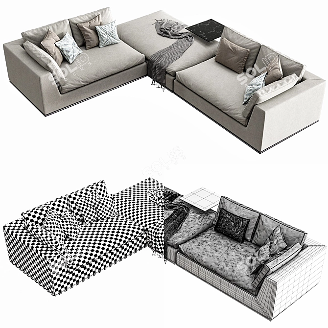 Minimalist Hamilton Corner Sofa 3D model image 3