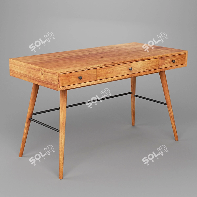 Modern Brown Wood Writing Desk 3D model image 1