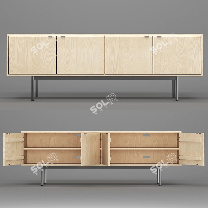 Hensley Media Cabinets - Sleek and Functional 3D model image 1