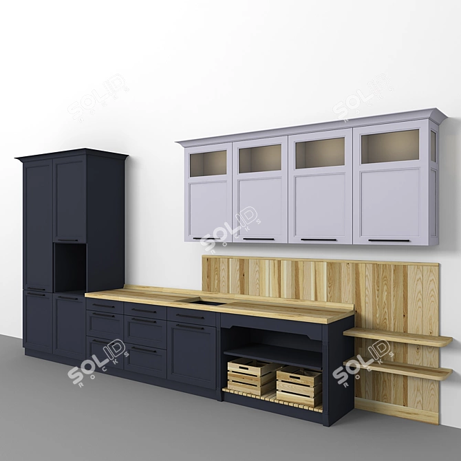 Elegant Blanch Kitchen by LisMaster 3D model image 2