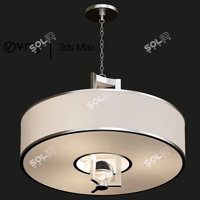 Elegant Polished Nickel Crystal Chandelier 3D model image 1