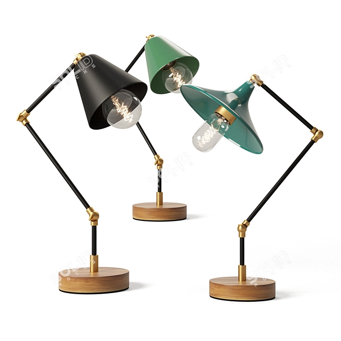 Retro Industrial Desk Lamps 3D model image 1