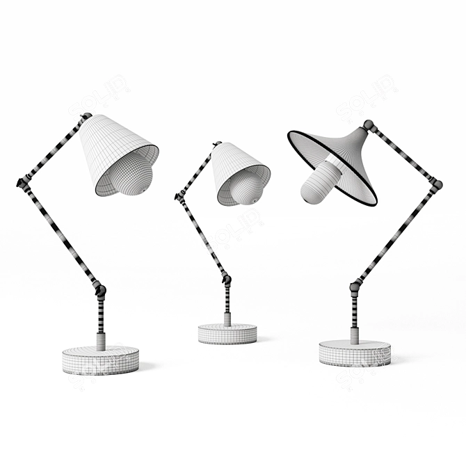 Retro Industrial Desk Lamps 3D model image 3