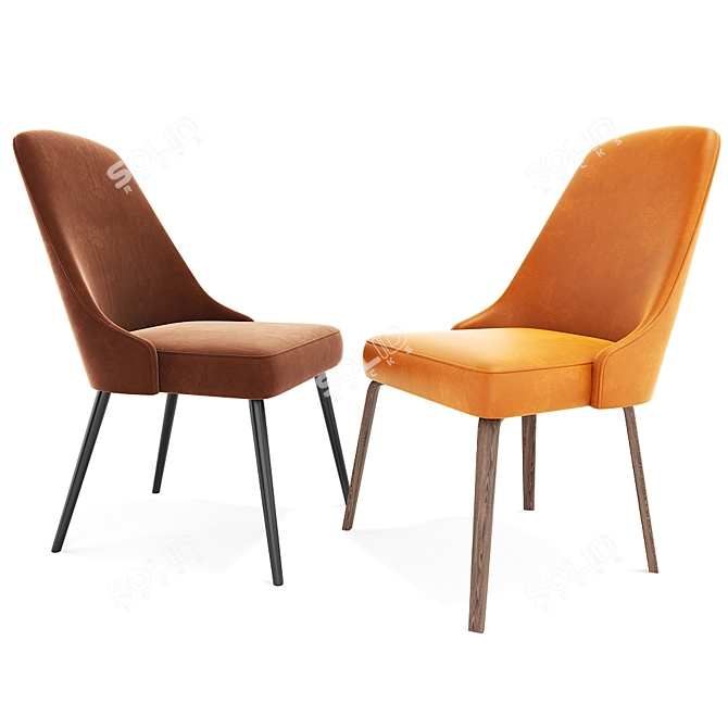 Elegant Mid Century Chair Set 3D model image 1