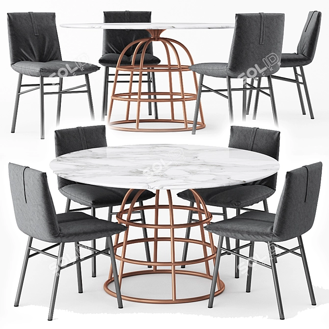 Elegant Dining Set: Bonaldo PIL Chair & MASS TABLE 3D model image 1