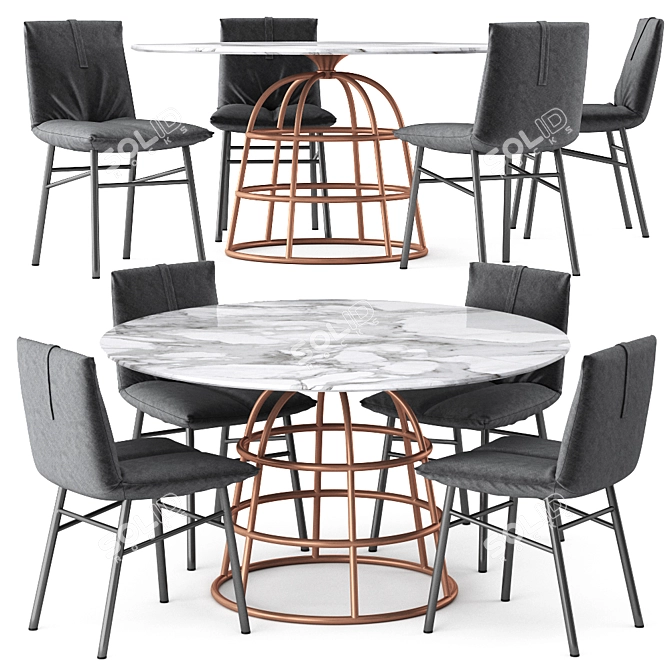 Elegant Dining Set: Bonaldo PIL Chair & MASS TABLE 3D model image 4