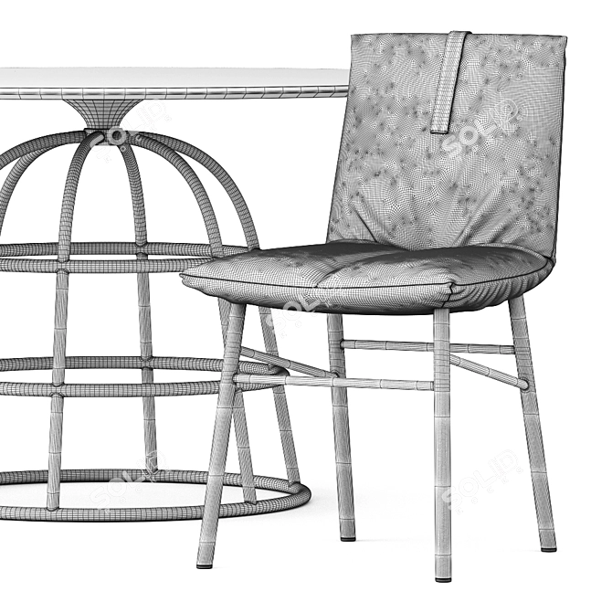 Elegant Dining Set: Bonaldo PIL Chair & MASS TABLE 3D model image 6