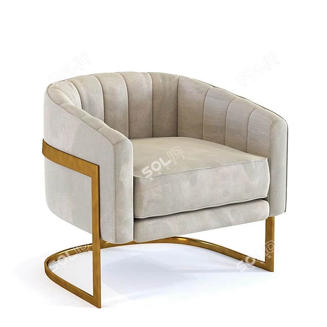 Elegant Titanium Coated Armchair 3D model image 1