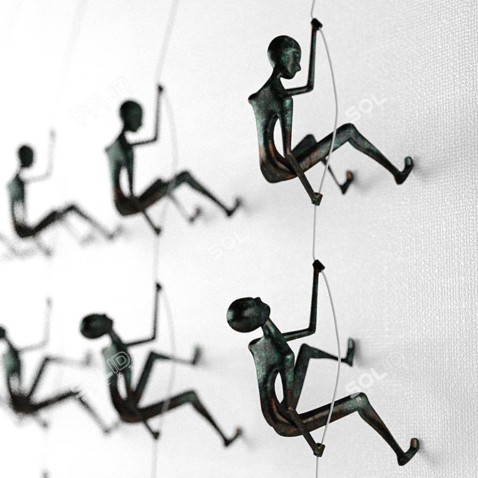 Climbing Figure Wall Sculpture 3D model image 2