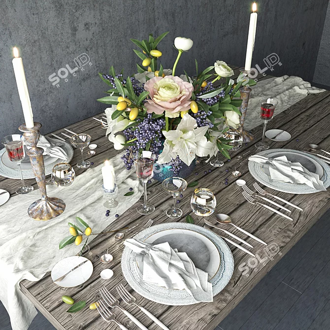 Boho Chic Table Decor 3D model image 4