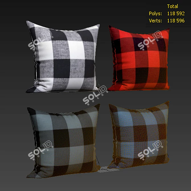 Buffalo Check Decorative Pillow Set 3D model image 2