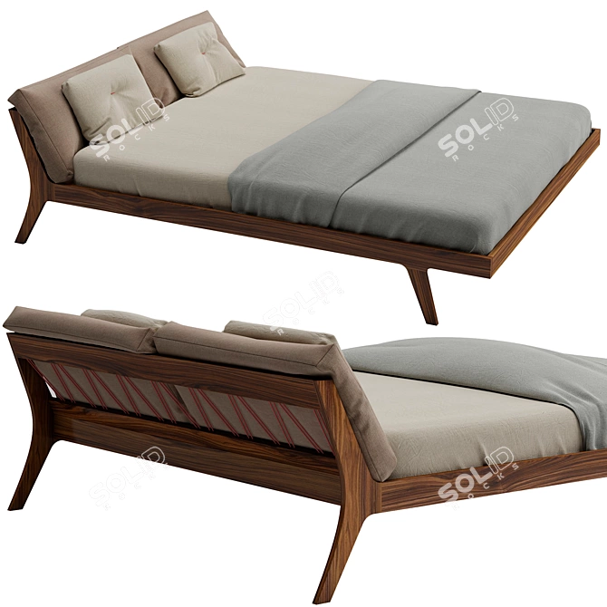 Elegant Mellow/Zeitraum Bed 3D model image 1