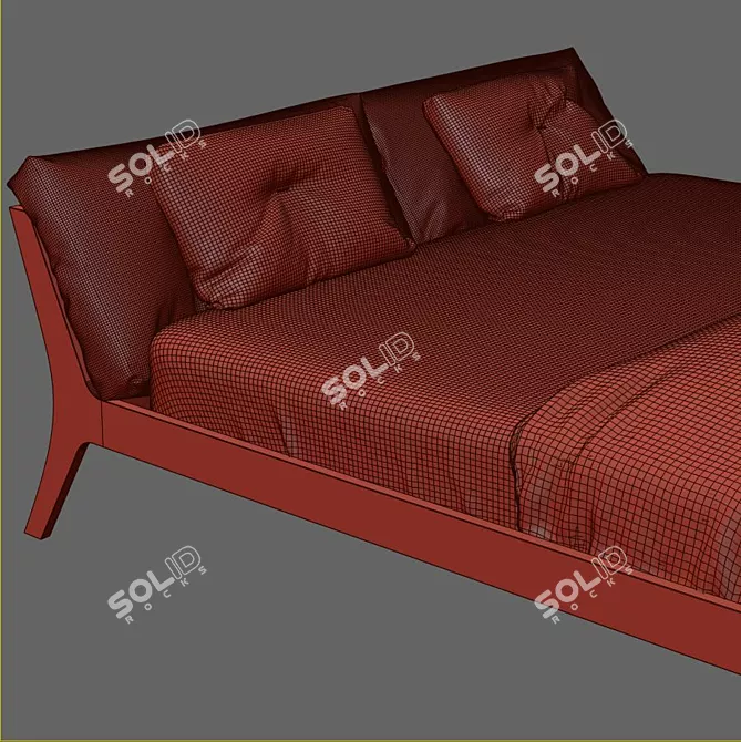 Elegant Mellow/Zeitraum Bed 3D model image 3