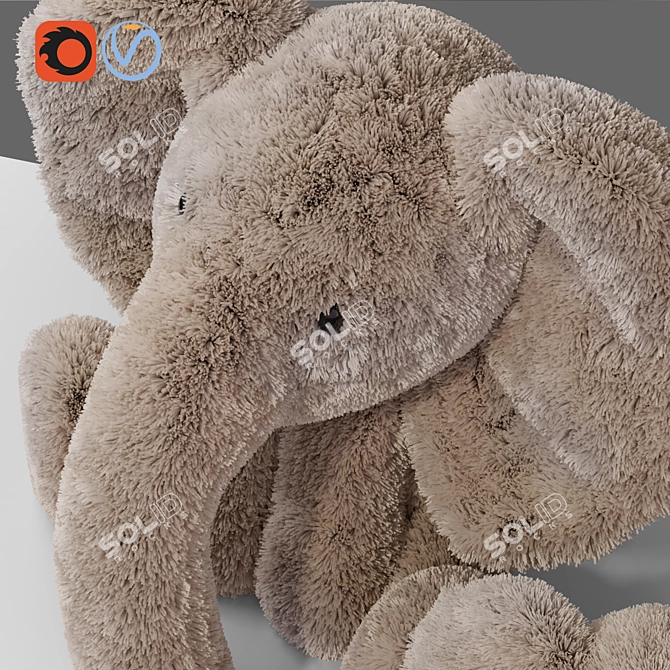 Soft Baby Elephant Plush Toy 3D model image 2