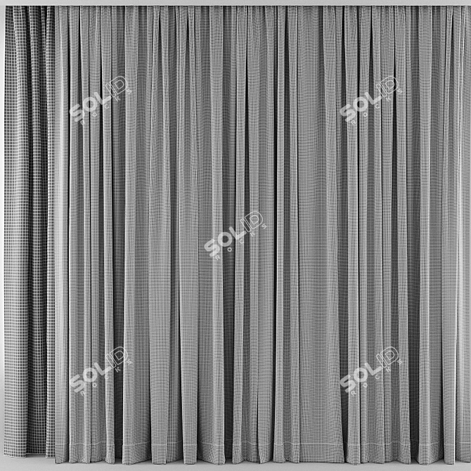 Elegant Curtain Set with 4 Color Options 3D model image 3