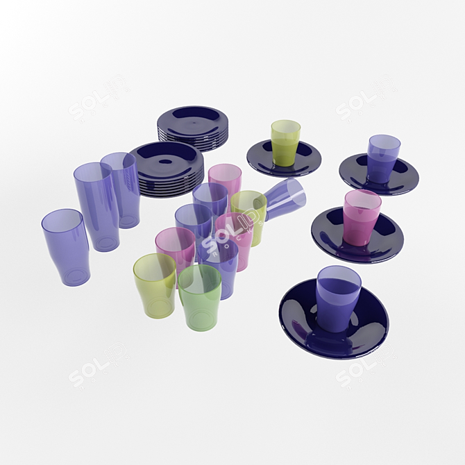 Title: Rainbow Glass Plates 3D model image 2