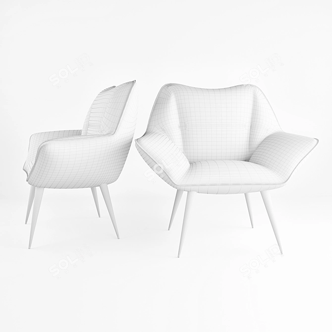 Elegant Velvet Armchair 3D model image 3