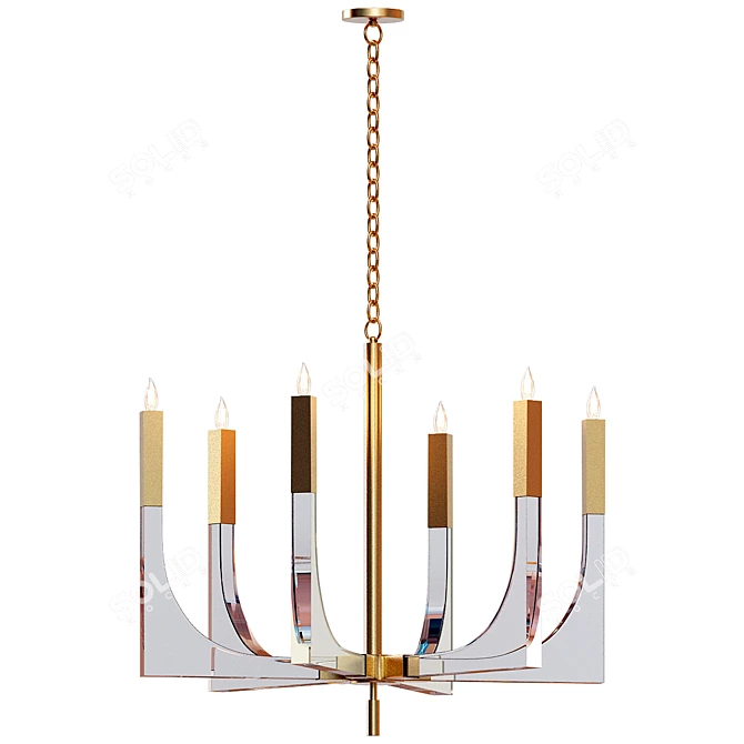 Elegant Brass Acrylic Chandelier 3D model image 1