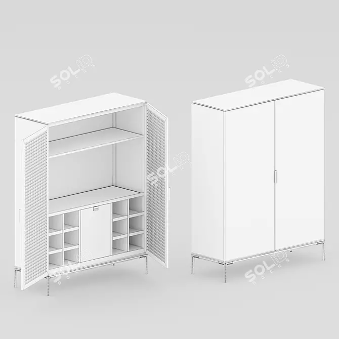 Elegant Alambra Buffet with Grey Mirror Back 3D model image 2